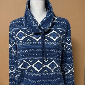 American Living Navy and White Cowl Neck Sweater XL